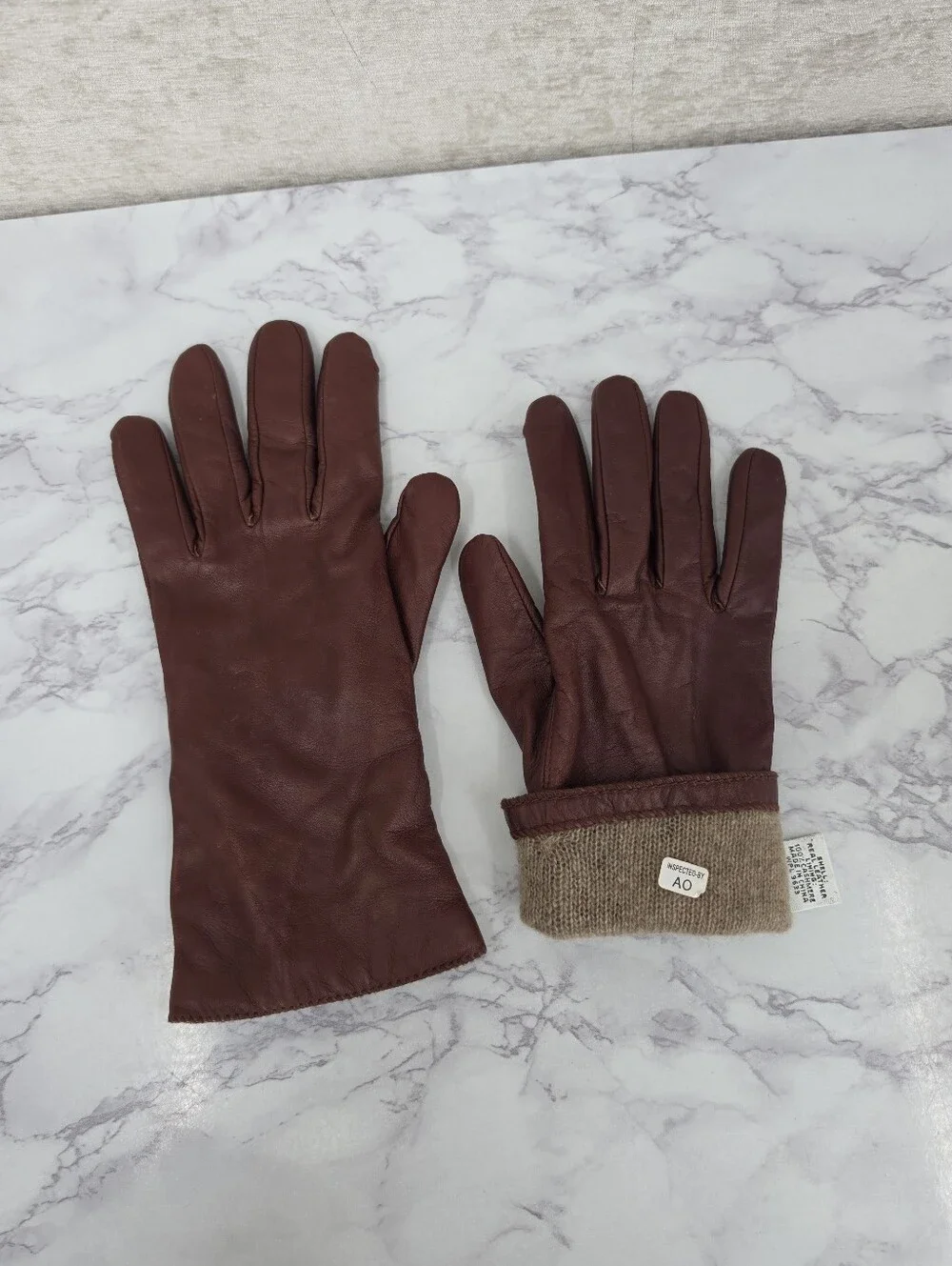 Preston & York Brown Leather Driving Gloves with Cashmere Lining